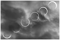 Phases of annular eclipse of Oct 14, 2023 (composite). Great Basin National Park ( black and white)