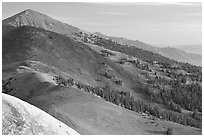 Multi-hued peaks, Snake range seen from Mt Washington, morning. Great Basin National Park ( black and white)