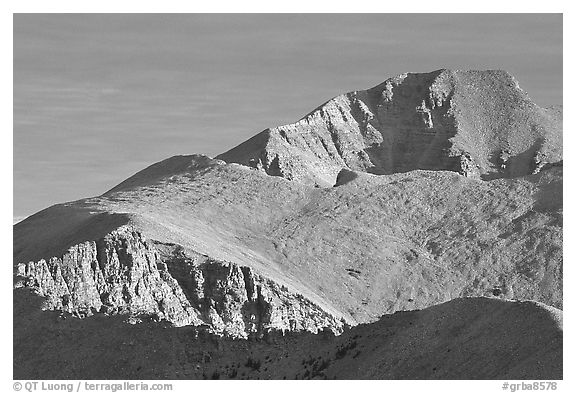 Wheeler Peak seen from the South, morning. Great Basin National Park (black and white)