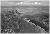 Cliffs below Mt Washington overlooking Spring Valley, morning. Great Basin National Park, Nevada, USA. (black and white)