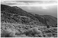 Sage covered slopes and Spring Valley. Great Basin National Park, Nevada, USA. (black and white)