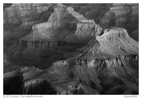 Temples at Dawn from Yvapai Point. Grand Canyon National Park (black and white)