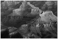 Temples at Dawn from Yvapai Point. Grand Canyon National Park, Arizona, USA. (black and white)