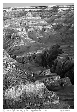 Temples at Dawn from Yvapai Point. Grand Canyon National Park (black and white)