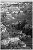 Temples at Dawn from Yvapai Point. Grand Canyon National Park, Arizona, USA. (black and white)