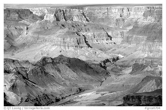 Colorado River from  South Rim. Grand Canyon National Park (black and white)