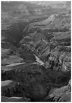 Granite Gorge, afternoon. Grand Canyon National Park, Arizona, USA. (black and white)