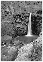 Mooney Falls. Grand Canyon National Park, Arizona, USA. (black and white)