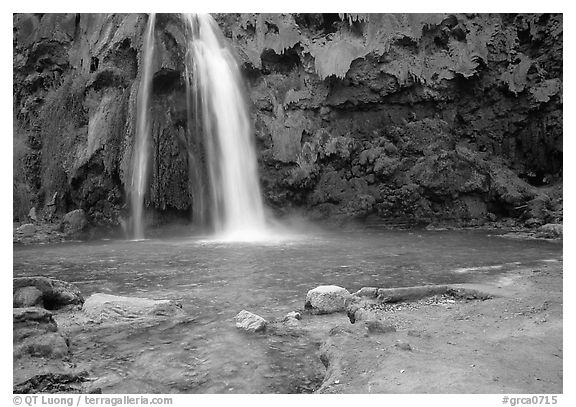Travertine Terraces, Havasu Falls, Havasu Canyon. Grand Canyon National Park (black and white)