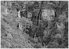 Thunder river lower waterfall, afternoon. Grand Canyon National Park, Arizona, USA. (black and white)