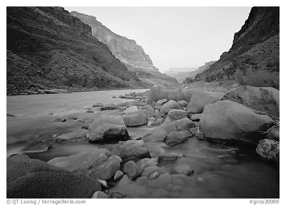 The Colorado River at Tapeats Creek,  dawn. Grand Canyon  National Park (black and white)