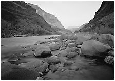 Colorado River at Tapeats Creek, dawn. Grand Canyon National Park, Arizona, USA. (black and white)