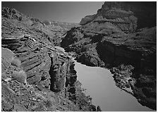 Colorado River between Tapeats Creek and Deer Creek. Grand Canyon National Park, Arizona, USA. (black and white)