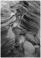 Red sandstone gorge carved by Deer Creek. Grand Canyon  National Park ( black and white)