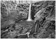 Mooney falls, Havasu Canyon. Grand Canyon National Park, Arizona, USA. (black and white)