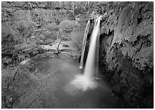 Havasu Falls, Havasu Canyon. Grand Canyon National Park, Arizona, USA. (black and white)