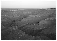 View from Point Sublime, sunset. Grand Canyon National Park, Arizona, USA. (black and white)