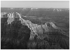 View from Point Sublime, late afternoon. Grand Canyon National Park, Arizona, USA. (black and white)