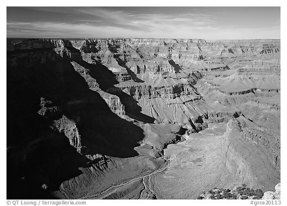 Canyon View from South Rim. Grand Canyon National Park (black and white)