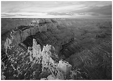 View of Wotans Throne from Cape Royal at sunrise. Grand Canyon National Park ( black and white)