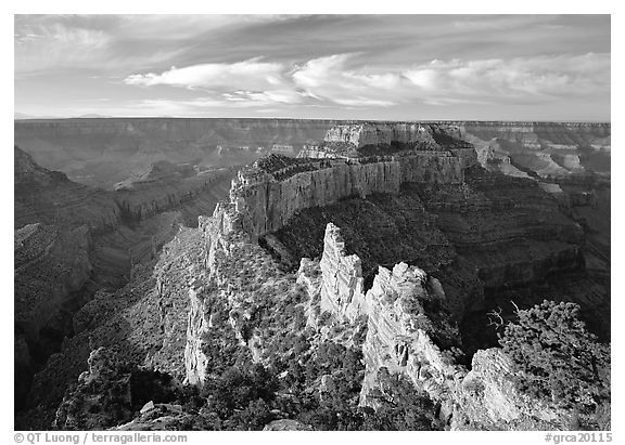 Wotans Throne seen from  North Rim, early morning. Grand Canyon National Park, Arizona, USA.