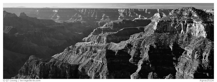 Canyon walls from North Rim. Grand Canyon National Park (black and white)