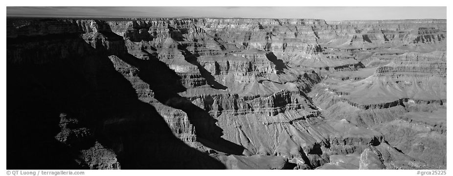 Canyon cliffs from South Rim. Grand Canyon National Park (black and white)