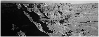 Canyon cliffs from South Rim. Grand Canyon  National Park (Panoramic black and white)