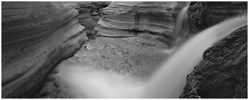 Deer Creek cascading into gorge. Grand Canyon  National Park (Panoramic black and white)