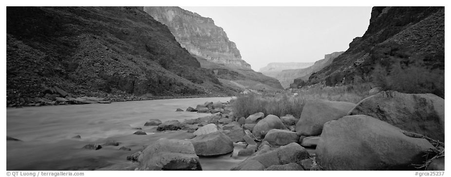 Colorado River at dawn. Grand Canyon  National Park (black and white)