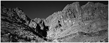 Towering cliffs. Grand Canyon  National Park (Panoramic black and white)