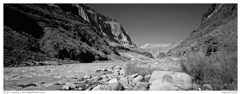 Inner Canyon landscape. Grand Canyon National Park (black and white)