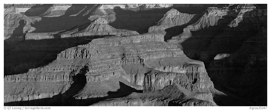 Canyon buttes. Grand Canyon National Park (black and white)