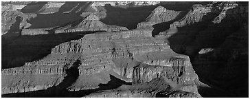 Canyon buttes. Grand Canyon National Park (Panoramic black and white)