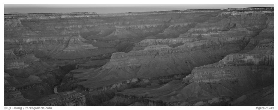 Canyon ridges at dawn. Grand Canyon  National Park (black and white)