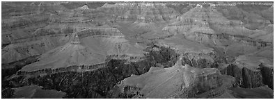 Buttes and Granite Gorge. Grand Canyon  National Park (Panoramic black and white)