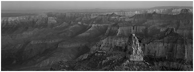 Scenery seen from Point Imperial. Grand Canyon National Park (Panoramic black and white)