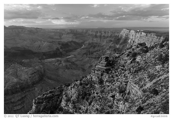 Palissades of the Desert at sunset. Grand Canyon National Park (black and white)