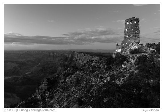 Watchtower and Desert View at dusk. Grand Canyon National Park, Arizona, USA.