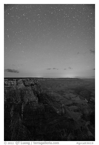 View from Moran Point at night. Grand Canyon National Park (black and white)