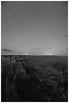 View from Moran Point at night. Grand Canyon National Park ( black and white)
