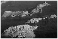 Shadows and ridges from Moran Point. Grand Canyon National Park, Arizona, USA. (black and white)