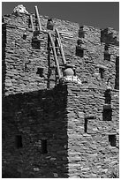 Stone masonry style Hopi House. Grand Canyon National Park ( black and white)