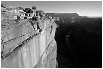 Cliff and Colorado River at Toroweap, sunrise. Grand Canyon National Park, Arizona, USA. (black and white)