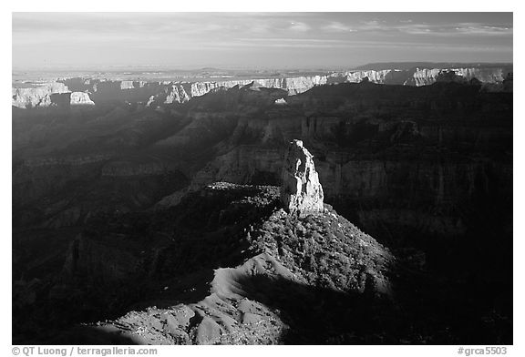 Mount Hayden from Point Imperial, late afternoon. Grand Canyon National Park (black and white)