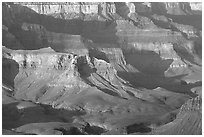Distant cliffs seen from Cape Royal, morning. Grand Canyon National Park ( black and white)
