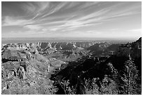 View from Vista Encantada, morning. Grand Canyon National Park, Arizona, USA. (black and white)