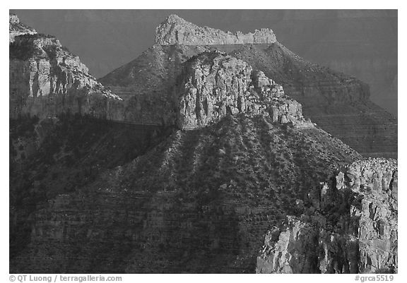 Towers seen from Point Sublime, sunset. Grand Canyon National Park, Arizona, USA.