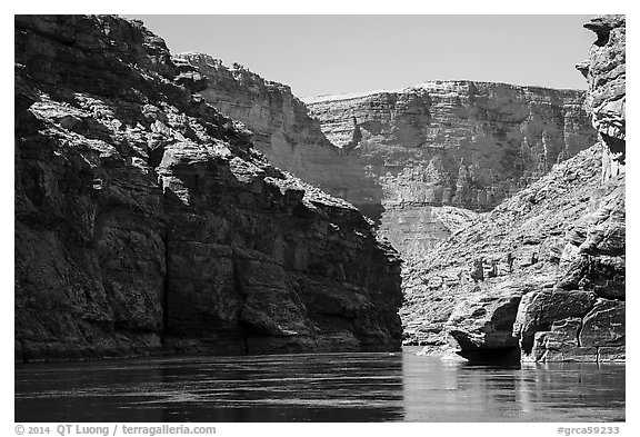 Marble Canyon of the Colorado River. Grand Canyon National Park (black and white)
