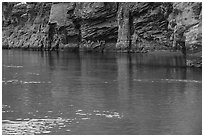Redwall limestone reflected in green waters, Colorado River. Grand Canyon National Park ( black and white)